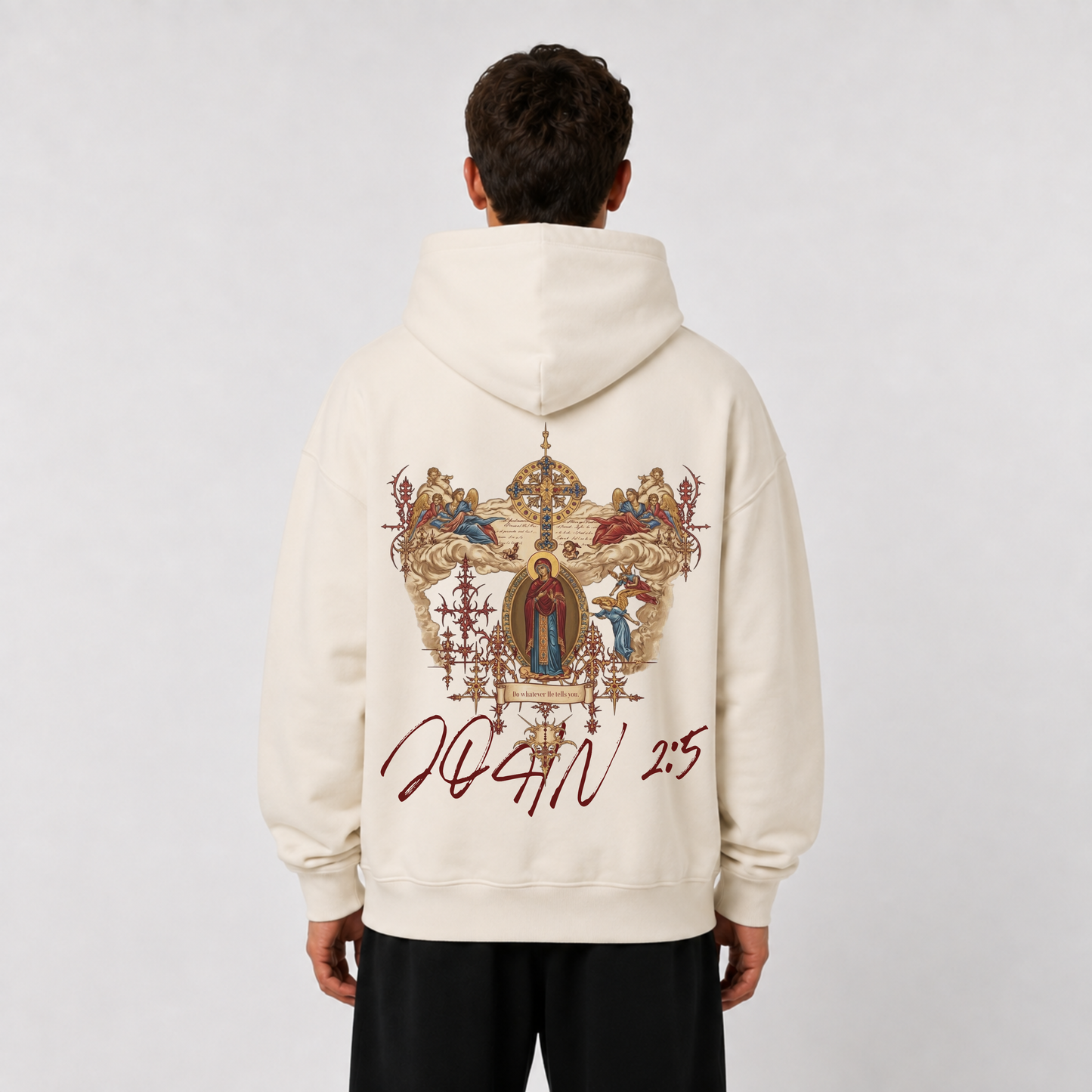 "HOLY MOTHER MARY / JOHN 2:5" OVERSIZED HOODIE