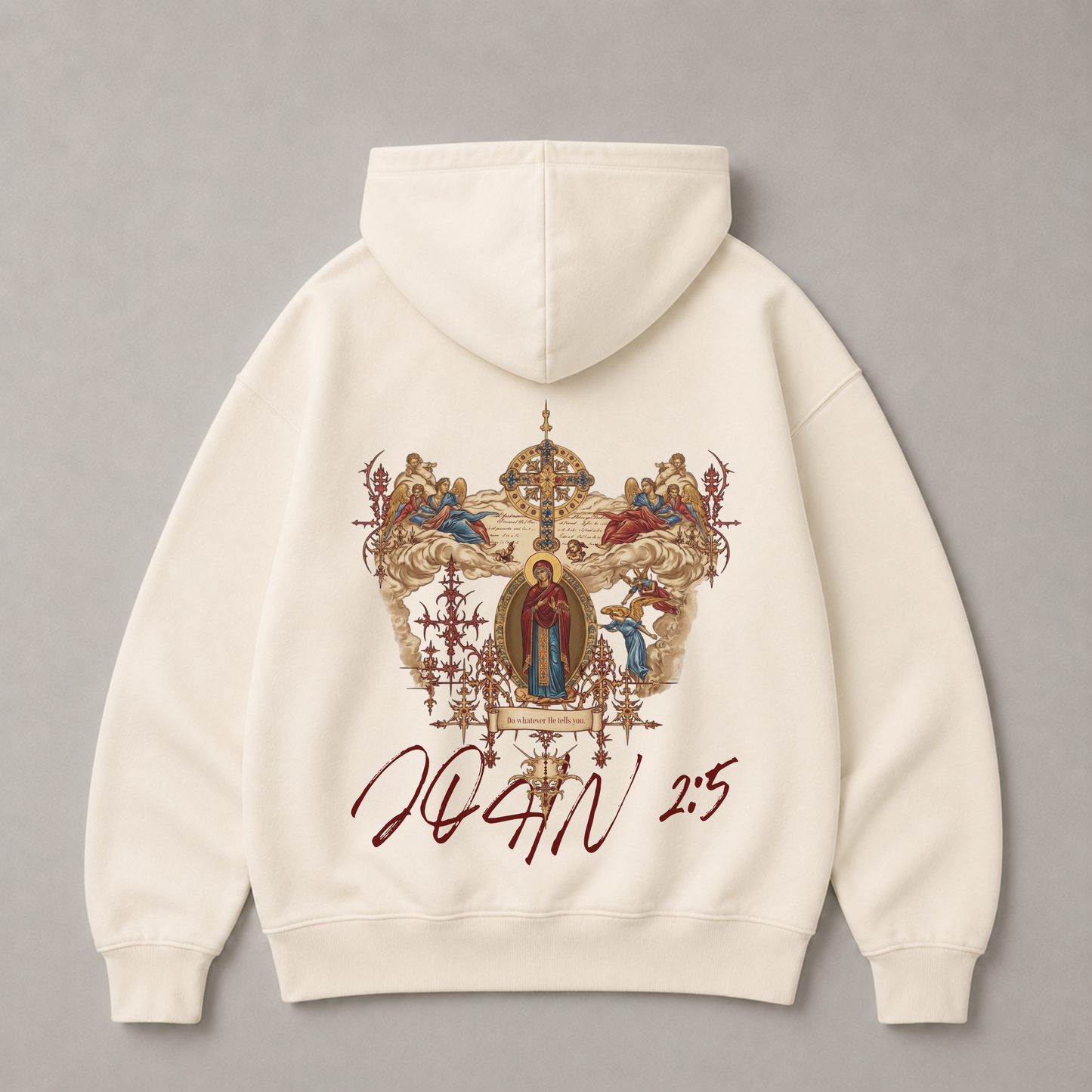 "HOLY MOTHER MARY / JOHN 2:5" OVERSIZED HOODIE