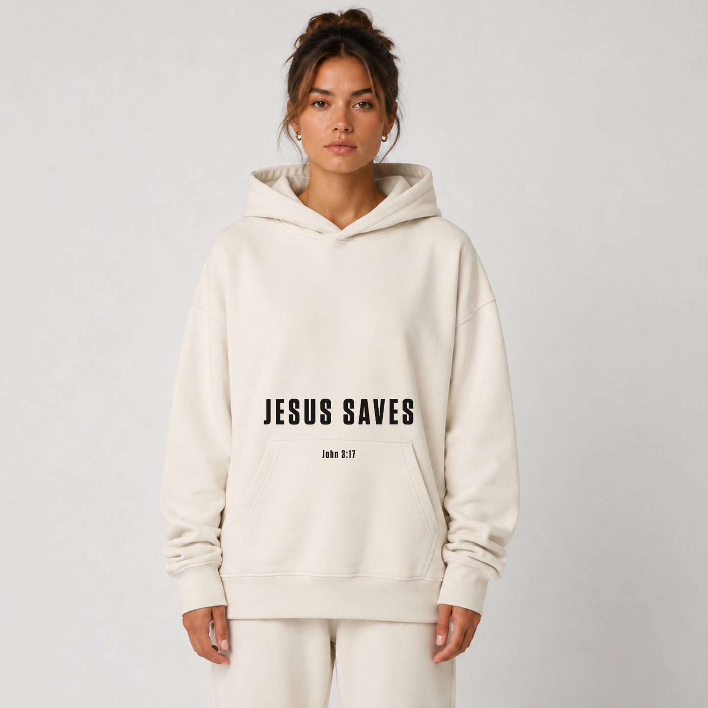 "JESUS SAVES" OVERSIZED HOODIE