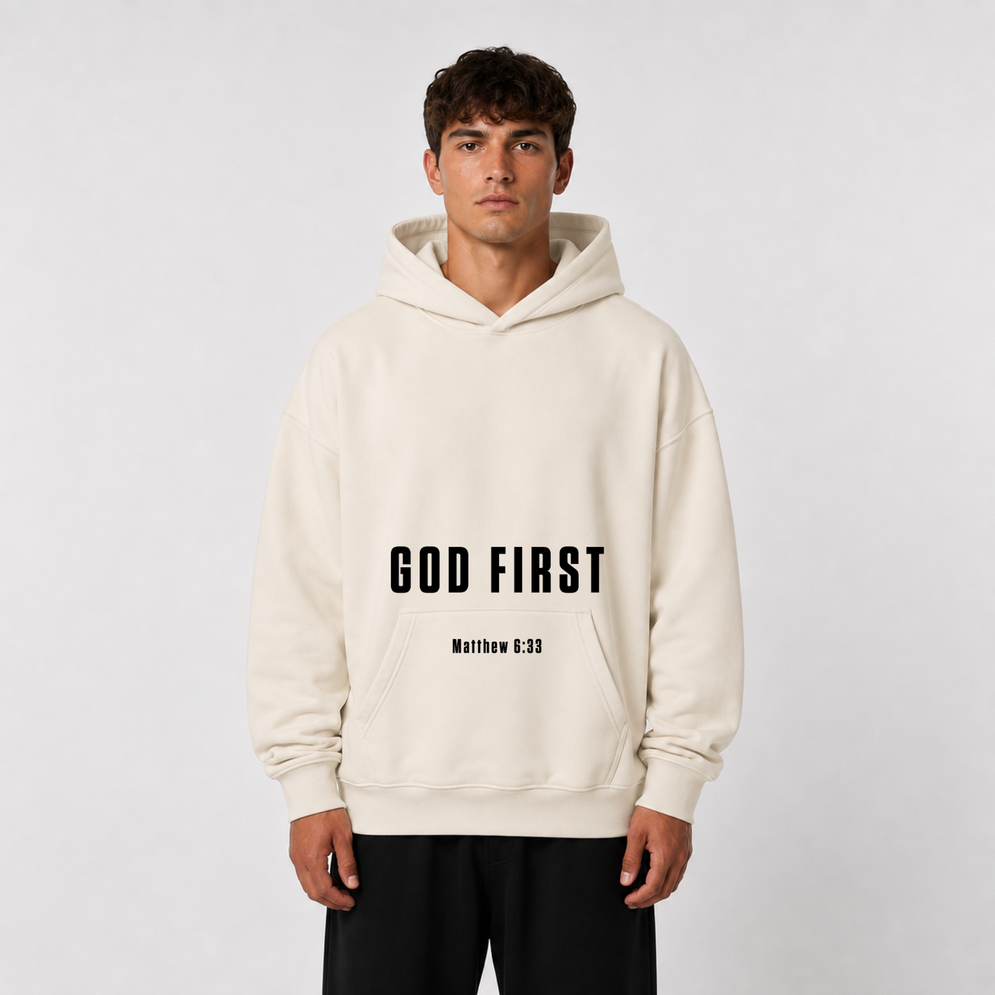 "GOD FIRST" OVERSIZED HOODIE